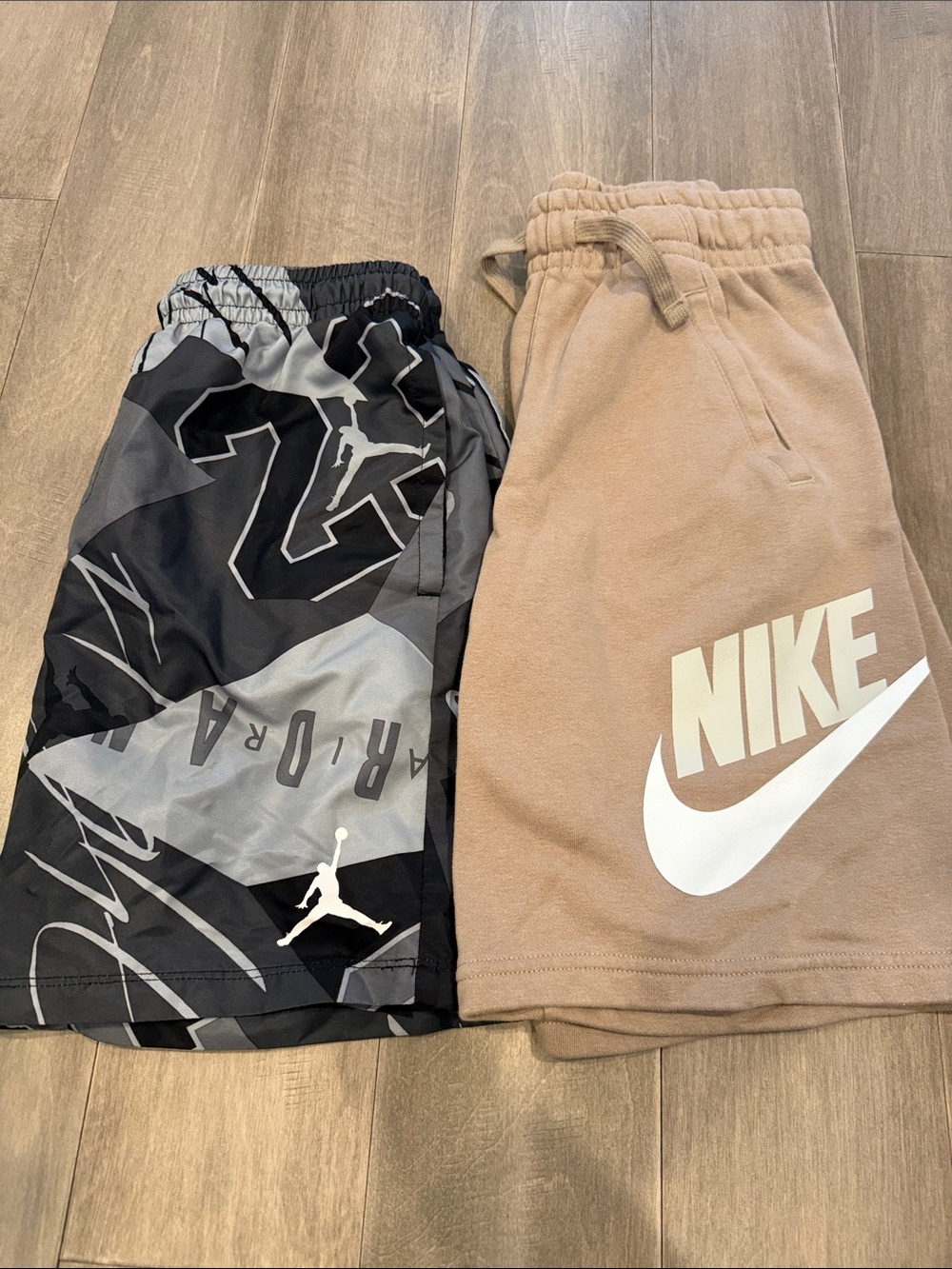 Nike Kids Brown Logo Shorts with Black/Gray Graphic Shorts